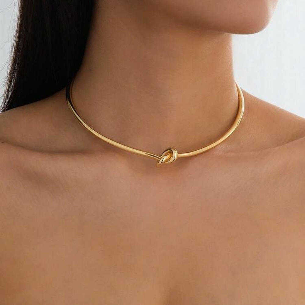 New! Anthropologie Shashi Fischer Gold Knot Cuff Necklace (3020) NWOT - Picture 1 of 2